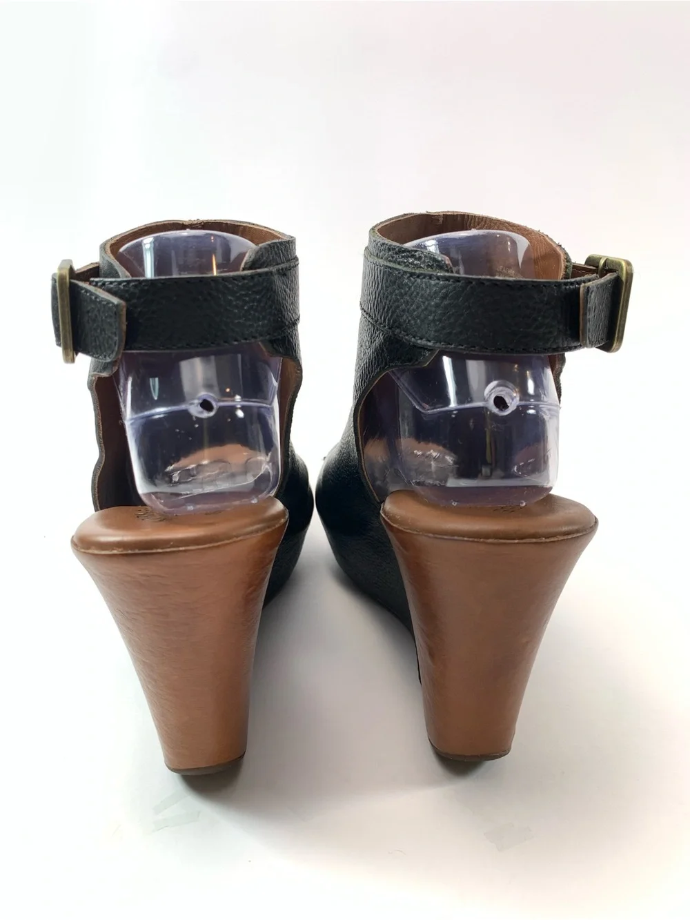 Kork-Ease Womens Boho Black Leather Open Toe Wedge Sandals Ankle Strap Y2K 10M